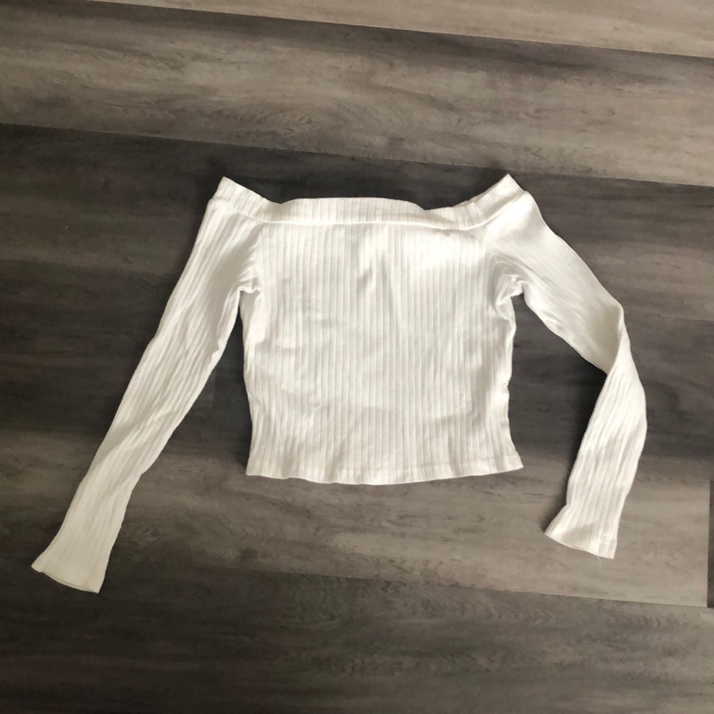 White Knit Off the Shoulder Top